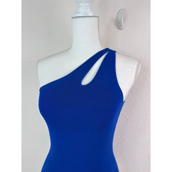 Ramy‎ Brook women's XXS blue ribbed one shoulder indira top fitted stretch - Picture 6 of 10